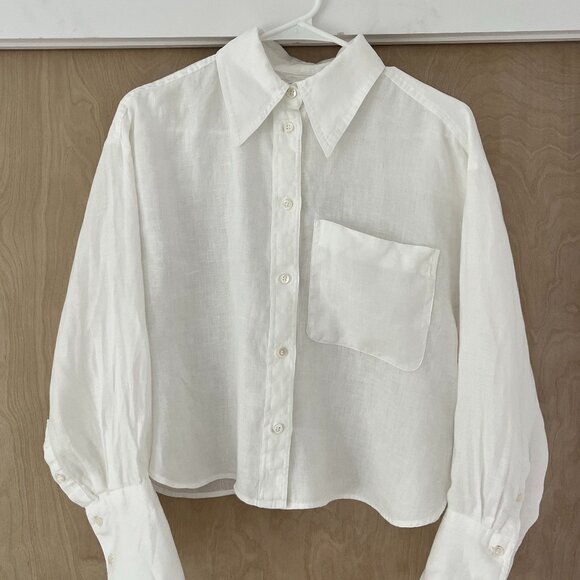 Banana Republic Boxy Crop Linen Shirt - Picture 1 of 4